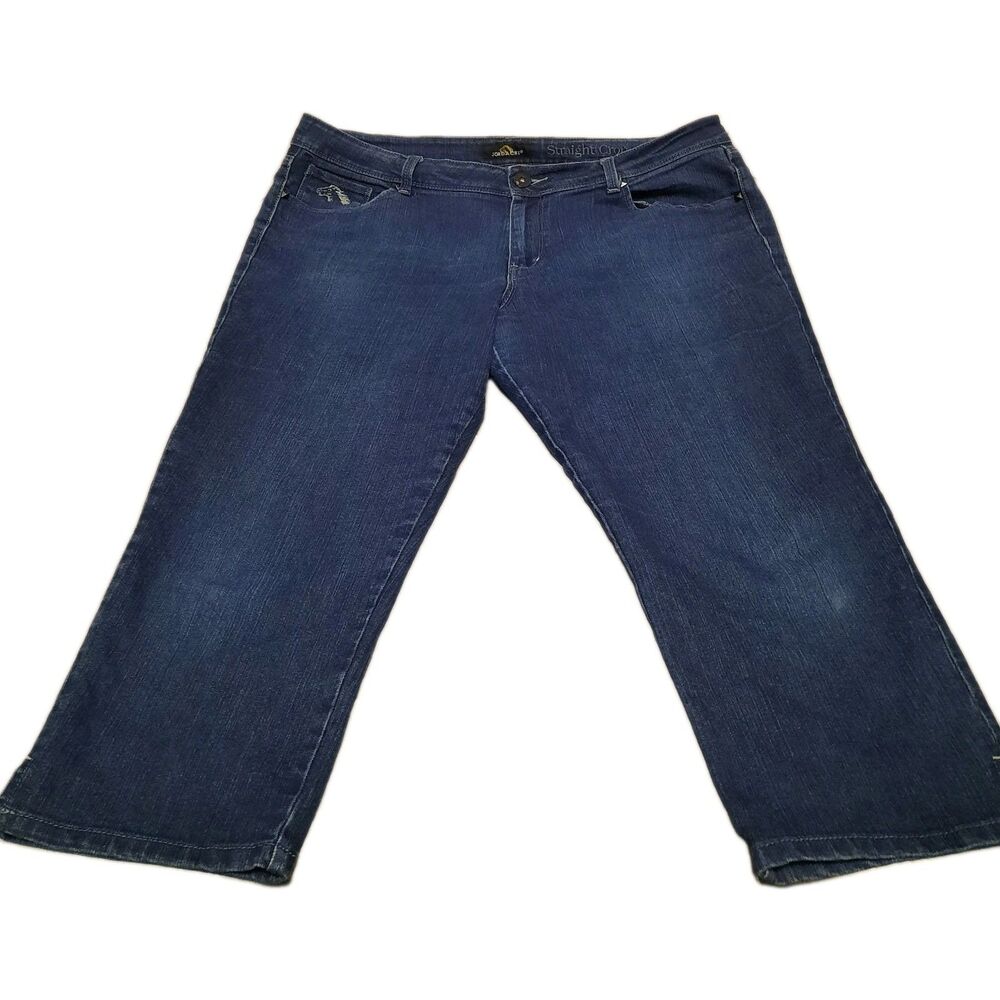 Jordache Women's 18 Straight Crop Capris Dark Denim Stretch 20.5" Inseam